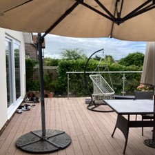 3.4m Outdoor Garden Banana Parasol Sun Shade Umbrella Cantilever includes Base