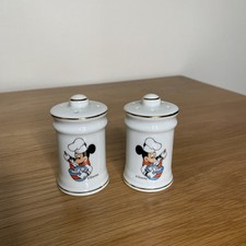 Vintage DISNEY Mickey Mouse Salt Pepper Pots Shakers Cruet Set Japan