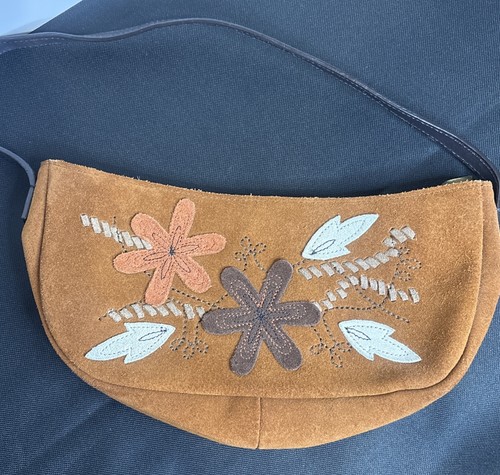 Suede stitched leather flowers - suede,