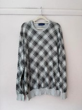 Polo Golf Ralph Lauren Mens Grey Argyle Crew Neck Jumper Size XL Cotton Cashmere