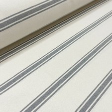 Limoges Stripe Grey White Cotton 280cm Ticking French Sack Curtains Per Metre