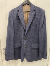 Moss Bros Blazer Navy Blue & Gold Check- Size 40L(Tailored Fit)