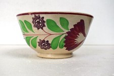 Antique Spongeware Pottery Bowl Profusely Decorated With Flower Made In Engla"14