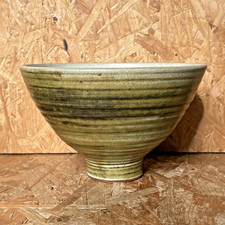 Vintage Studio Art Pottery Footed Bowl 11.5x18.5cm