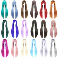 Long Synthetic Hair Cosplay Wigs Party Hair Straight Wig Hairpiece Breathable