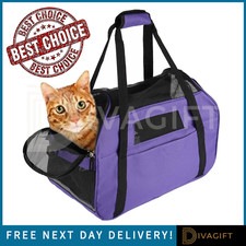 PURPLE CAT CARRIER BAG LARGE PORTABLE SOFT FABRIC FOLDING DOG CAT PUPPY TRAVEL