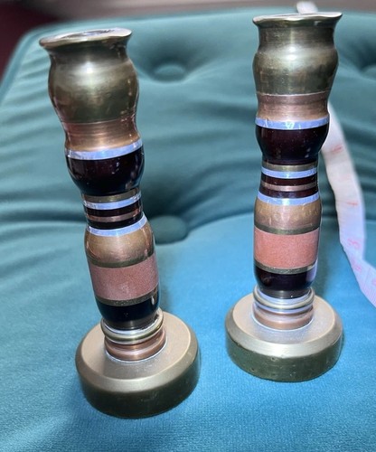 Pair vintage antique brass - of,