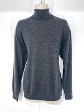TU Classic Style Soft Thin Knit Pure WOOL Mens Grey Charcoal Roll Neck Jumper XL
