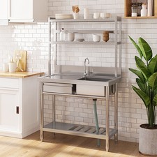 Catering Sink Commercial Kitchen Stainless Steel Single Double Bowl Drainer Unit