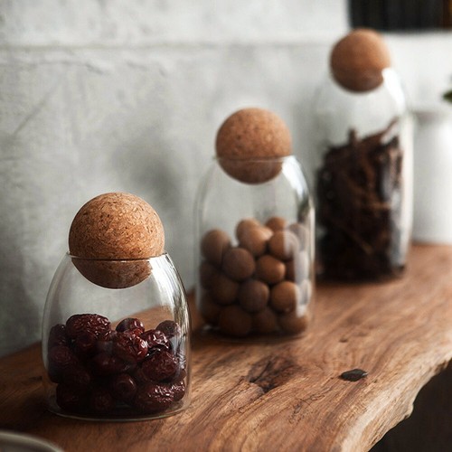 Glass storage jar with - storage,