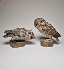 Vintage Wooden Owl Set Hand