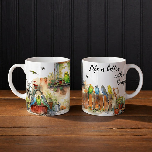 Personalised budgie mug - budgie, |