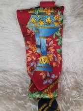LEONARD Paris Tie Silk Made in Italy Vintage Handmade Designer Blue /Red RARE!