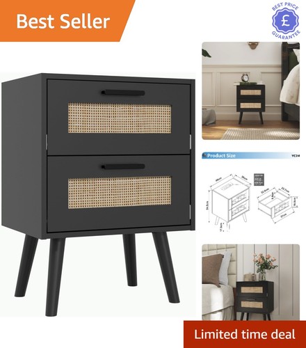 Elegant black nightstand with - black,