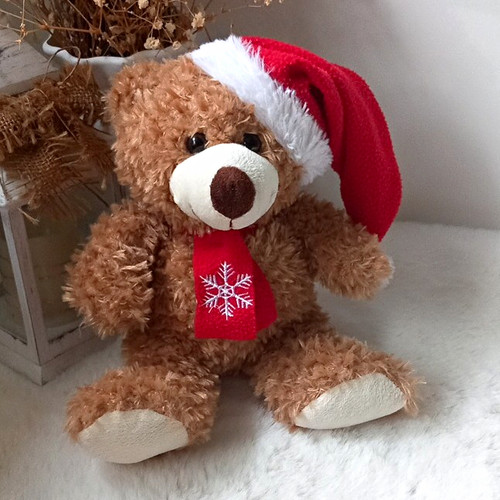Christmas brown plush teddy - christmas,