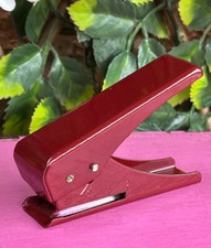 Vintage Desktop Punch Metal Singe Hole  Maroon Kin 009 Czechoslovakia VGC