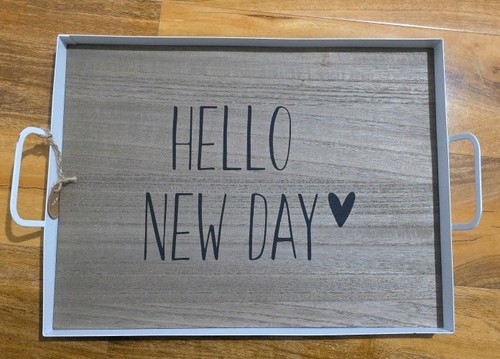 White metal breakfast tray - white,