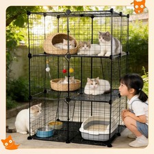 Large Cat Cage 3-Tier Indoor