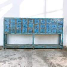 Large 7 ft Vintage Indian Apothecary Multi Drawers Sideboard