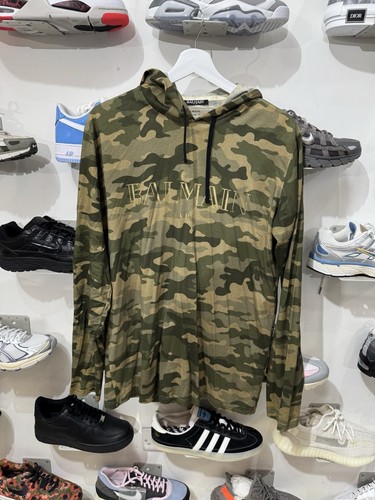Balmain logo camouflage hoodie - logo,