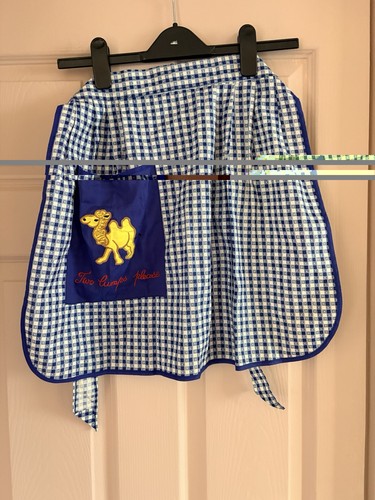 Blue gingham apron camel - gingham,