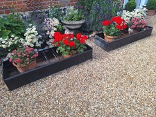 Pair of 4ft Vintage Garden Galvanised Water Tank Trough Planters FREE UK P&P