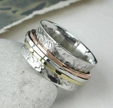 Solid 925 Silver Three Tone