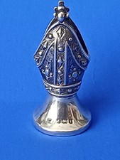 Rare 1908 Lawrence Emanuel - solid silver letter seal religious Mitre Hat Church