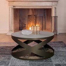 Luxury Italian 'Tonin Casa' Coffee Table, bronze round metal *STRUCTURE ONLY*