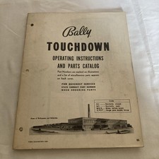 Bally Key Touchdown Pin Ball Machine operation instructions Parts Catalog Manual