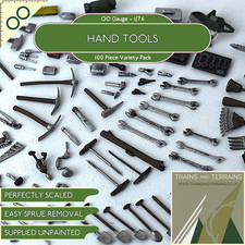 100x Hand Tools Variety Pack - OO Gauge 1/76 Model Railway Details Accessories