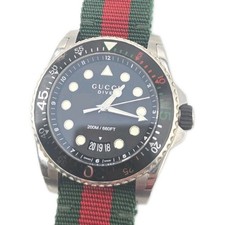 Gucci YA136209 Black Dial Red-Green Nylon Strap Men Watch 45mm 