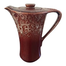 Kernewek Pottery Coffee Pot Fosters Cornish Honeycomb Drip Glaze Brown
