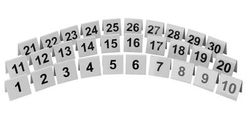 Plastic table numbers white - numbers,