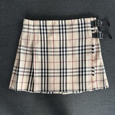Burberry Pleated Check Wool Mini Kilt