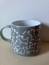 3D Engrave Dog Design Grey Mug with Pale Green Handle