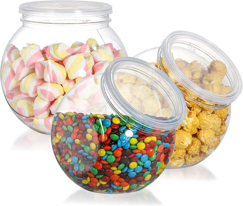 Pack plastic candy jars with - pack,