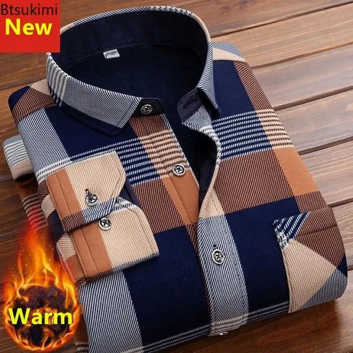 Men warm plaid shirt autumn - men's,