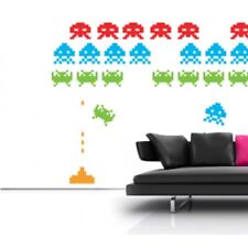SPACE INVADERS RETRO  WALL STICKER ART DECALS QUOTE