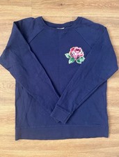 Cath Kidston Navy Floral Embroidered Sweater Jumper Size Small Pretty Country