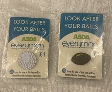 Asda Look After Your Balls Charity Pins Set of 2 New & Sealed golf /rugby ball 