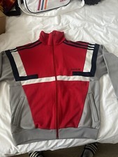 Adidas Beckenbauer Archie 88 Track Top Red Grey White Retro M Read Description