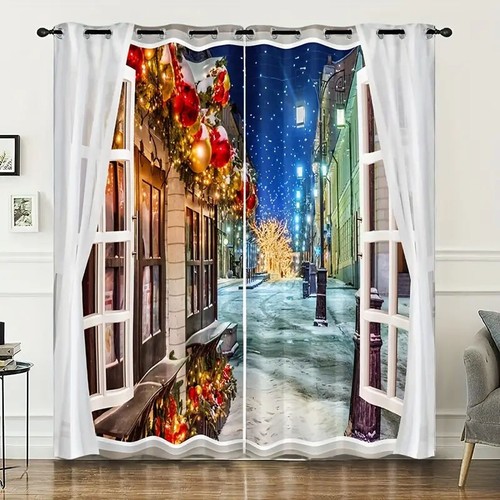 Christmas street curtain - christmas,