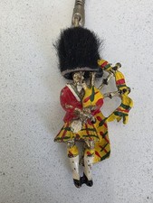 Vintage Collectible Scottish Bagpipe Player Men in Kilts Keyring/ Keychain