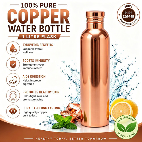Pure copper water bottle - water,
