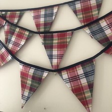 Long double sided fabric bunting - tartan