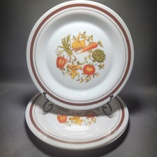 3x Dinner Plates Arcopal 9.25" Pyrex Glass vegetables 1980 Vintage 