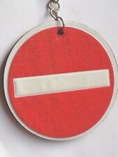 Vintage Keyring Key Fob Chain Plastic Flat British Road Sign No Entry Stop 