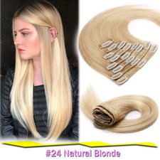 UK CLEARANCE 100% Human Hair Extensions Clip In Real Remy Hair FULL HEAD Caramel