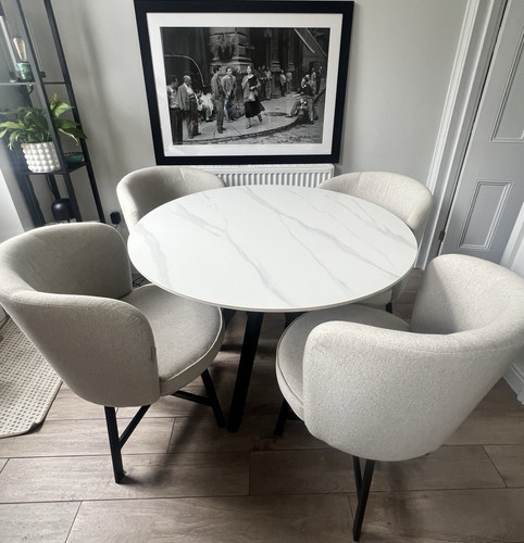 Round white marble - white, marble-effect